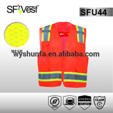 2015 new design micro mesh polyester fabric safety vest with pockets